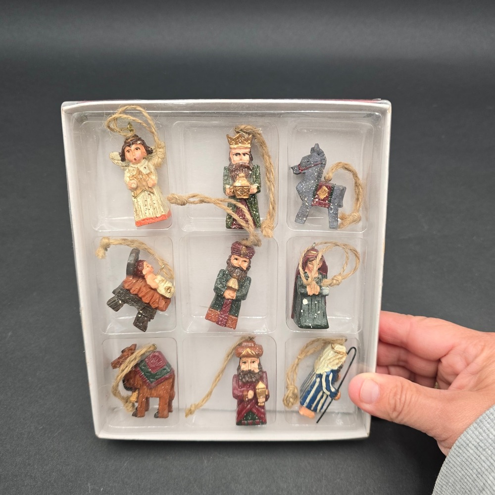 Miniature Target Nativity Scene Christmas Ornament Set Rustic Resin 9 Piece 2009